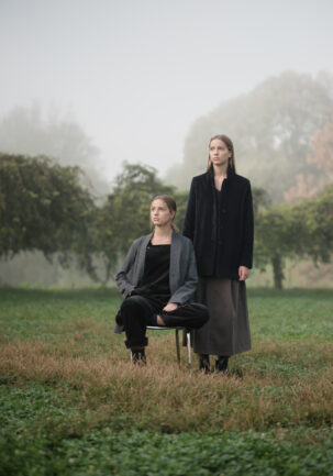 Born In Berlin A/W 24 collection - editorial. Two sisters wearing Born in Berlin clothes in Turin, Italy.